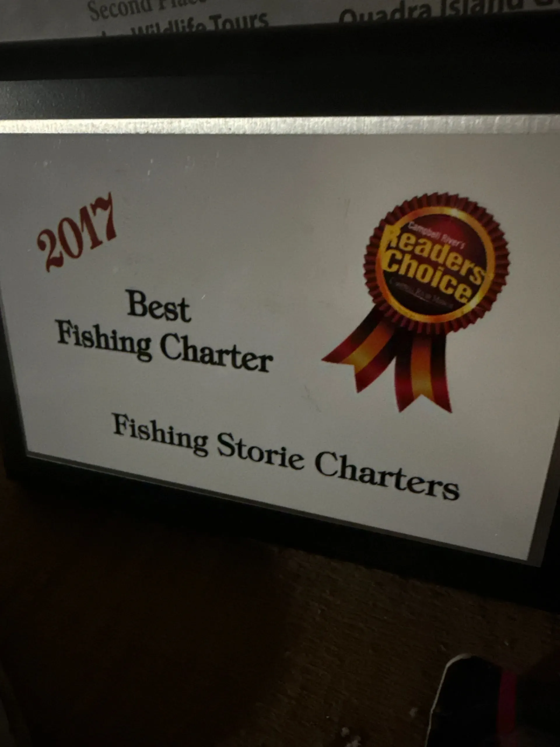2017 Best Fishing Charter Plaque