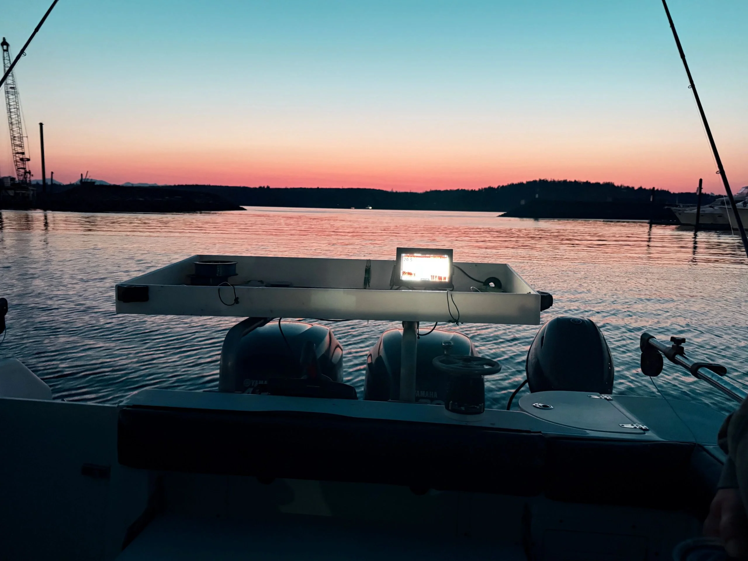 Conquest Transom at Sunset with Fishfinder