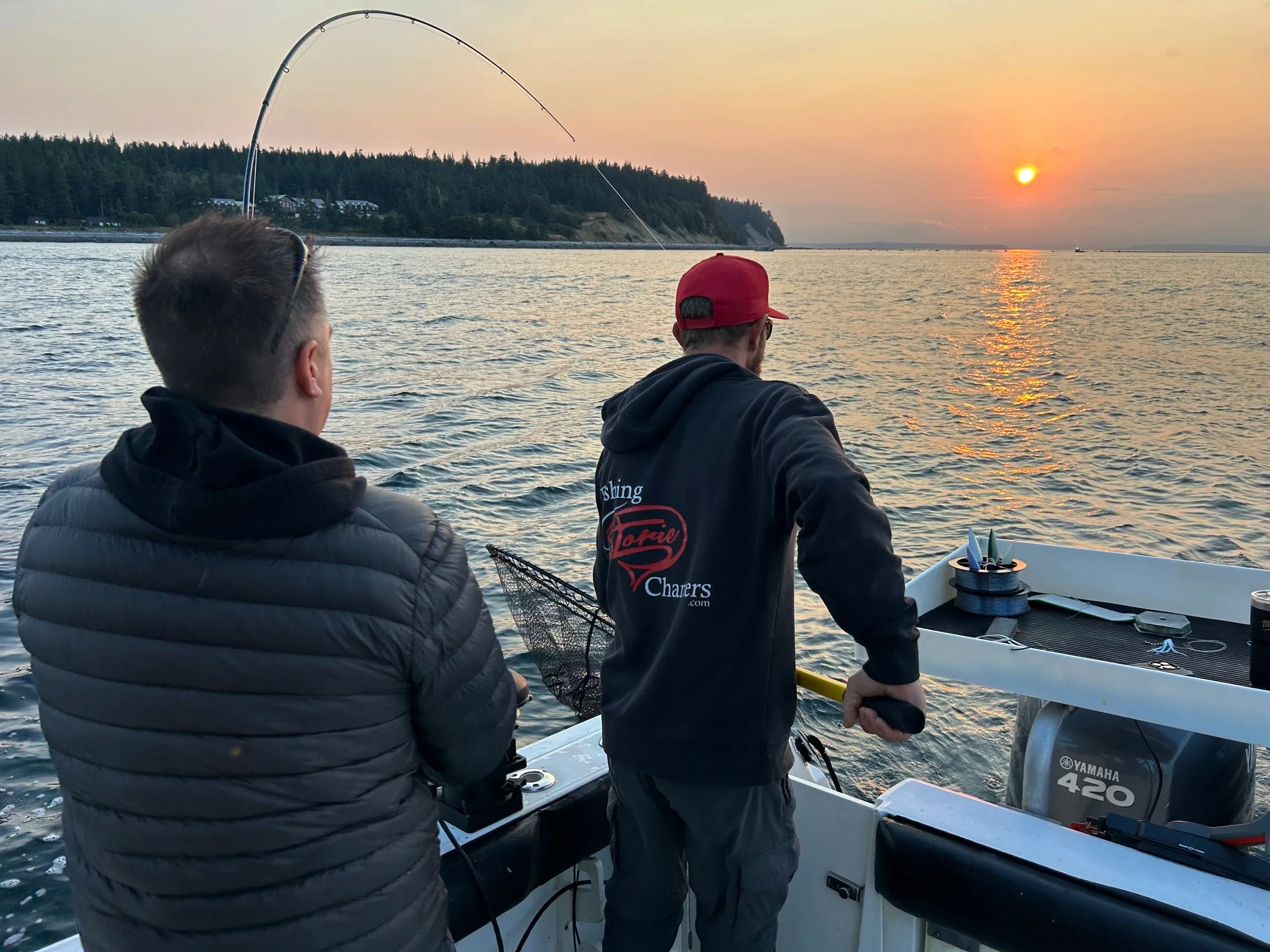 Fishing Action at Sunset